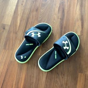 Green with Black Under Armour Sandals